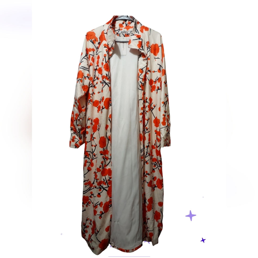 New Women's Cherry blossom duster overcoat with pockets Size 14/16